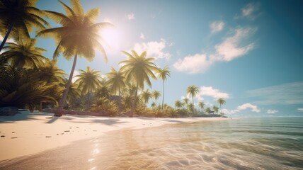 beautiful tropical beach with sea and coconut tree