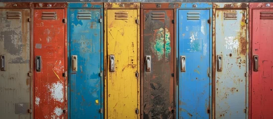Cercles muraux Vielles portes School lockers requiring immediate repair.