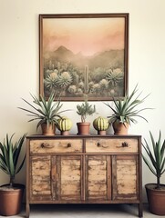 Bohemian Desert Vibes: Rustic Wall Decor Featuring Stunning Desert Plant Life and Nature Artwork