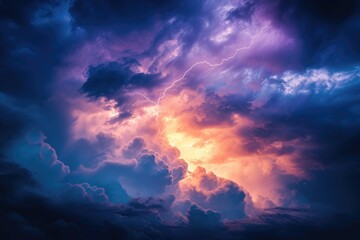 Lightning. Thunder Cloud Dark Cloudy Sky - obrazy, fototapety, plakaty
