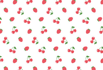 seamless pattern with cherries and strawberries for banners, cards, flyers, social media wallpapers, etc.
