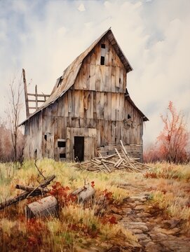 Rustic Barns: Captivating Wall Art Depicting Charming Countryside Farm Structures