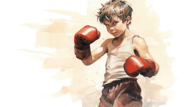 young boy is boxing, clear picture, lovely illustration for young boys, full body --ar 16:9 --v 5.2 Job ID: 56f80bab-5585-4076-b6dc-2557c1f1ed0b