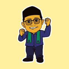 cute man wearing glasses standing cartoon illustration