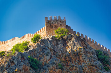 Obraz premium Remains of old fortress and other objects in Alanya, Turkey.