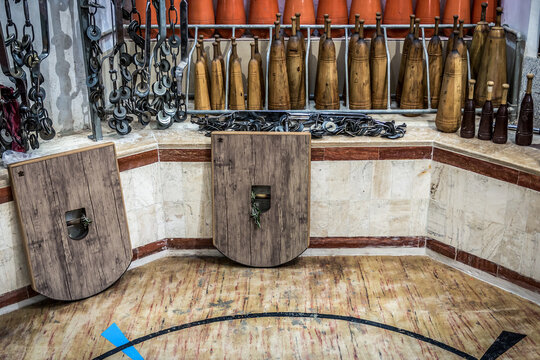 Yazd, Iran - October 21, 2016: Interior of Zoorkhaneh - traditional Iranian gym in Yazd