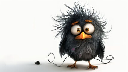 bird with messy hair, cute, big eyes, cartoon character, for storybook, --ar 16:9 --v 6 Job ID: 620910df-c355-4017-8e7e-218d9723bfd2