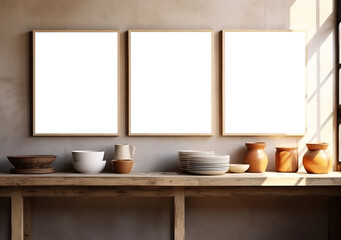 Picture Frame with a Clean White Canvas. Made with generative AI technology