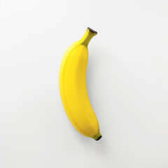 minimalistic images of a single banana isolated against a yellow background. Generative AI.