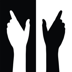 set of hand silhouettes isolated on white and black background, Vector collection of human hands of different gestures, hands gesturing black, Black hands silhouettes, vector illustration