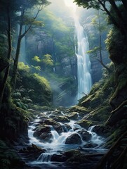 Majestic Waterfall Forest: Hidden Falls Wall Art