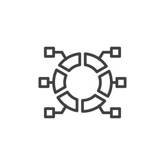 Complete infographic layout with various elements line icon