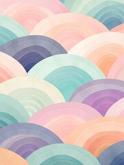 Modern Pastel Geometrics: Waves of Delight - Ocean Wall Decor with Pastel Waves Designs
