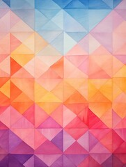 Obraz premium Modern Pastel Geometrics: A Sunset Painting with Geometric Gradient Design