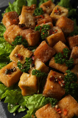 Fried tofu, delicious and tasty fried food