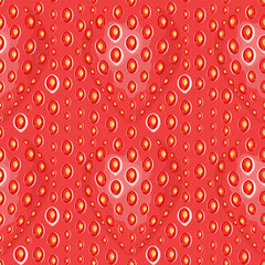 Vector seamless strawberry texture. Red pattern with berry and seeds. Close-up of strawberry. Design concept for fresh farm food label, package, wrapping.