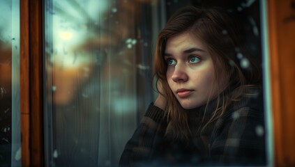 portrait of a girl in the window
