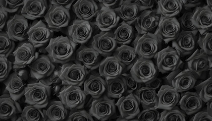 Naklejka premium A lot of beautiful black rose flowers all over the place, for a beautiful bright wall background