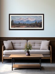 Serene Lakeside Views: Framed Landscape Print of Lakeside Peaks and Mountain Landscape Art Bedecks the Canvas