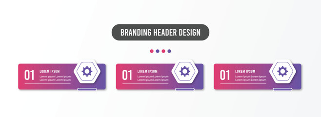 Branding header infographic with hexagon shape