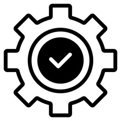 Gear with check mark vector icon 
