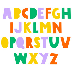 Alphabet. Kids art. Children education concept. Hand drawn vector illustration