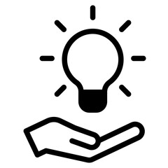 Light bulb in hand icon