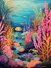 Fototapeta na wymiar Tropical Coral Reef Canvas Print - Vibrant Fish Art and Beach Scenes