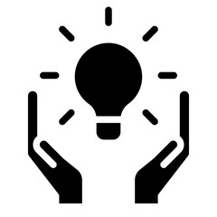 Light bulb in hand icon