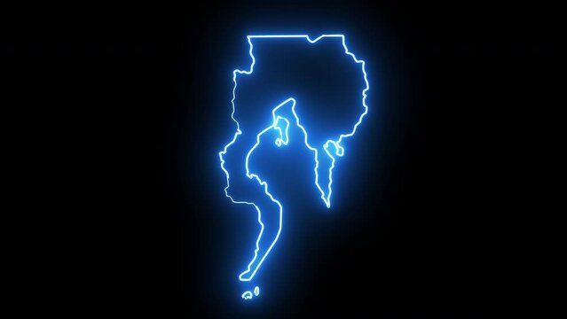 Animated map of Davao in the Philippines with a glowing neon effect