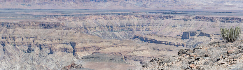 escarpment cliffs and  slopes, looking west from Sunset viewpoint at Fish River Canyon,  Namibia