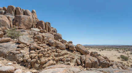 big Dolerite boulders butte in desert, near Hobas,  Namibia
