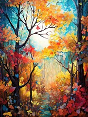 Obraz na płótnie Canvas Exquisite Autumnal Canopy: Vibrant and Colorful Nature Artwork of Forests