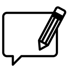 feedback icons. Write a feedback, customer review, message, speech bubble and pencil. Survey, article, blog, social media