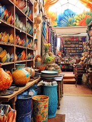 Vibrant Marrakech Market Scenes: Coastal Moroccan Ocean Wall Decor