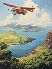 Vintage Aviation Prints - Flight Over Islands: A Collection of Breathtaking Island Artwork and Soaring Views