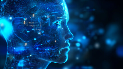 Fototapeta na wymiar Digital Human Face Concept Artificial Intelligence