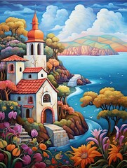 Whimsical Fairy Tale Scenes: Enchanting Modern Landscape with Seascape, Fairy Godmothers, & Art Prints