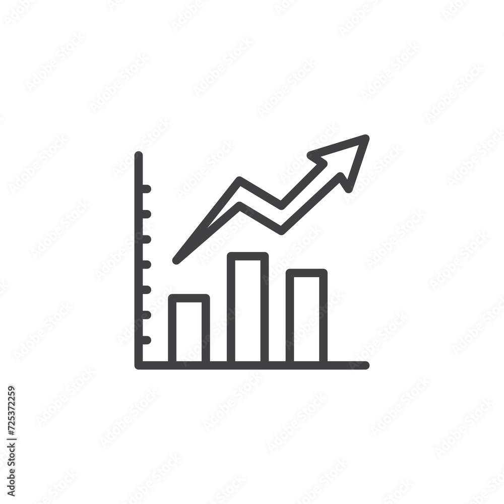 Poster bar graph with trendline line icon