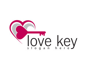 love shaped key logo design template