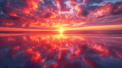 Foto op Plexiglas Image of a Vibrant Sunset with Clouds Reflected  Background © S-Rika