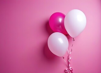 balloons on a pink background. holiday card template