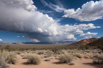 Fototapeta na wymiar Beautiful view of Clouds over desert landscape in Gila National Forest, Santa Fe, New Mexico, USA