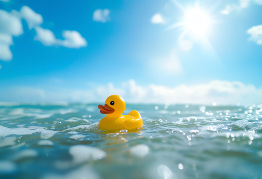 Lost Rubber Duck On The Sea, AI Generated