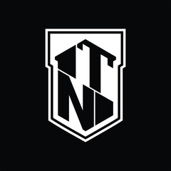 TN Logo monogram hexagon geometric up and down inside shield isolated style design template