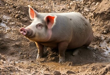 pig in a farm