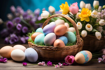 Fototapeta na wymiar easter celebration or colorful eggs 
