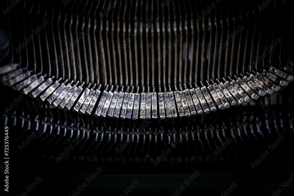 Fototapete abstract typewriter background with metal part and elements of retro typewriter