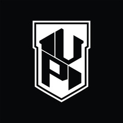 VP Logo monogram hexagon geometric up and down inside shield isolated style design template