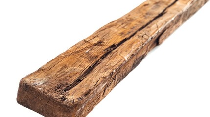 A piece of rough, old, and warm wood is sitting on top of a white surface, showing signs of rot.